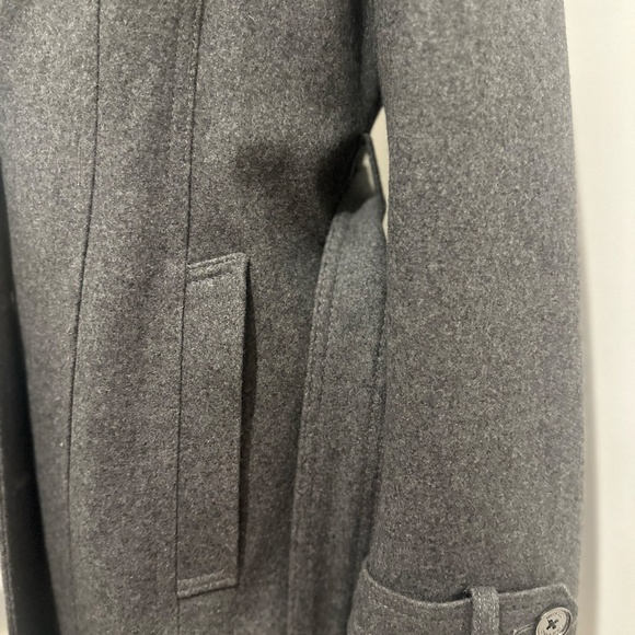 Michael Kors Gray Wool Blend Coat – Belted Button Front Mid Length - Picture 3 of 6